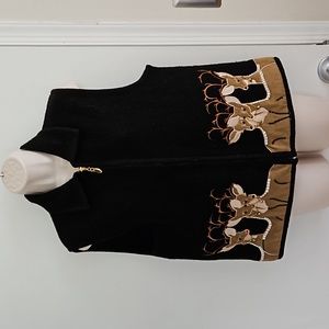 Vintage Lisa International Wool Reindeer Christmas Vest Size L